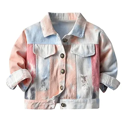IDOPIP Toddler Kid Baby Boys Girls Denim Jacket Long Sleeve Button Down Jeans Coat Cowboy Overcoat Hoodie Casual Outwear 