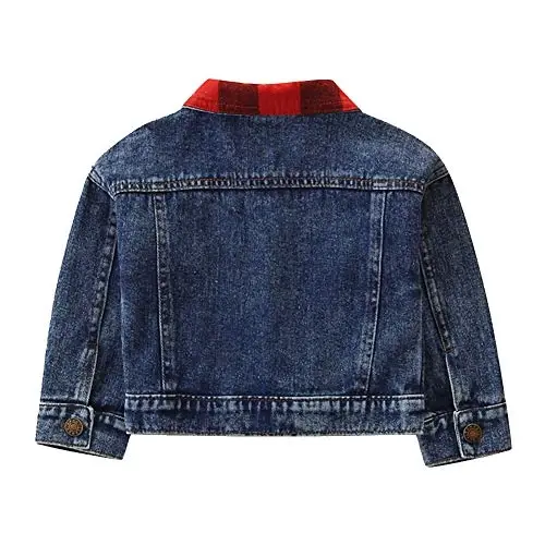 IDOPIP Toddler Kid Baby Boys Girls Denim Jacket Long Sleeve Button Down Jeans Coat Cowboy Overcoat Hoodie Casual Outwear - 2