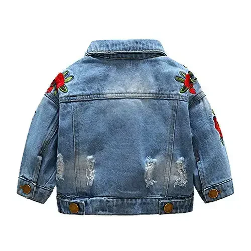 IDOPIP Toddler Kid Baby Boys Girls Denim Jacket Long Sleeve Button Down Jeans Coat Cowboy Overcoat Hoodie Casual Outwear - IDOPIP (1)