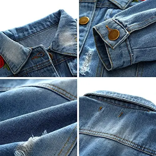 IDOPIP Toddler Kid Baby Boys Girls Denim Jacket Long Sleeve Button Down Jeans Coat Cowboy Overcoat Hoodie Casual Outwear - 6