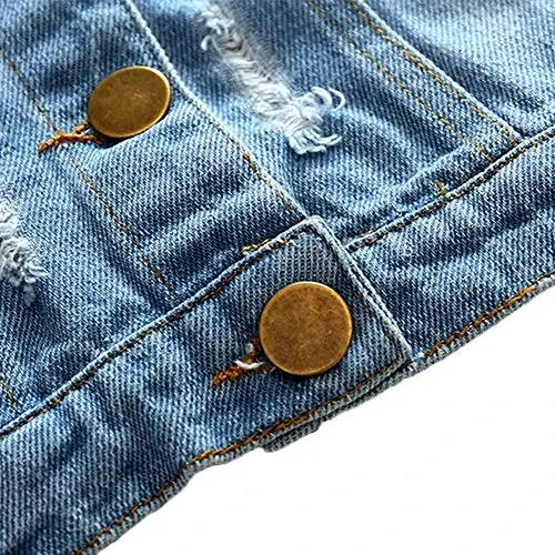 IDOPIP Toddler Kid Baby Boys Girls Denim Jacket Long Sleeve Button Down Jeans Coat Cowboy Overcoat Hoodie Casual Outwear - 5