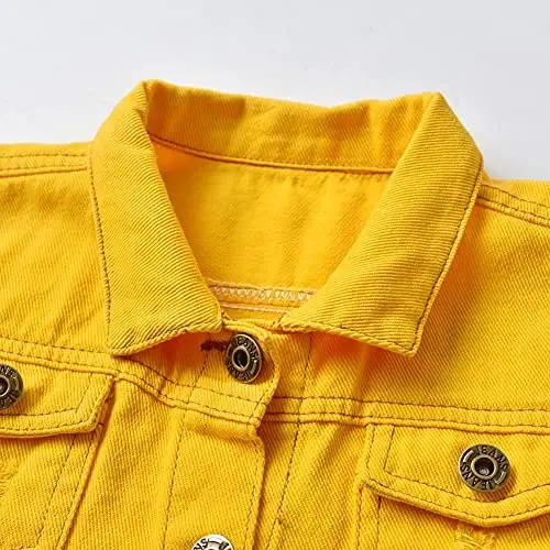 IDOPIP Toddler Kid Baby Boys Girls Denim Jacket Long Sleeve Button Down Jeans Coat Cowboy Overcoat Hoodie Casual Outwear - 3