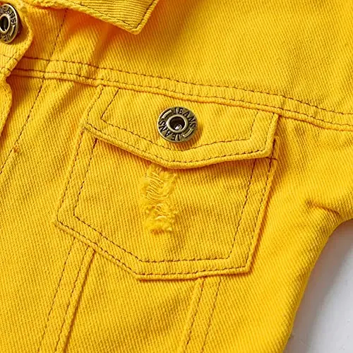 IDOPIP Toddler Kid Baby Boys Girls Denim Jacket Long Sleeve Button Down Jeans Coat Cowboy Overcoat Hoodie Casual Outwear - 4