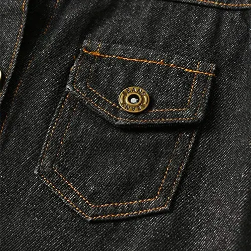 IDOPIP Toddler Kid Baby Boys Girls Denim Jacket Long Sleeve Button Down Jeans Coat Cowboy Overcoat Hoodie Casual Outwear - 5