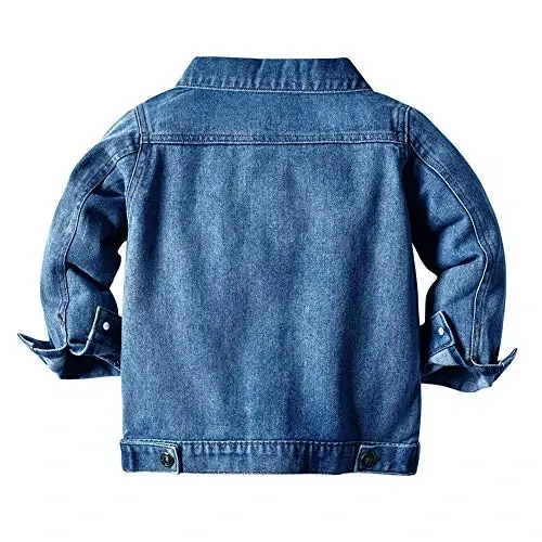 IDOPIP Toddler Kid Baby Boys Girls Denim Jacket Long Sleeve Button Down Jeans Coat Cowboy Overcoat Hoodie Casual Outwear - IDOPIP (1)