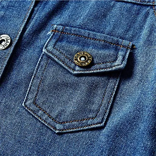 IDOPIP Toddler Kid Baby Boys Girls Denim Jacket Long Sleeve Button Down Jeans Coat Cowboy Overcoat Hoodie Casual Outwear - 5