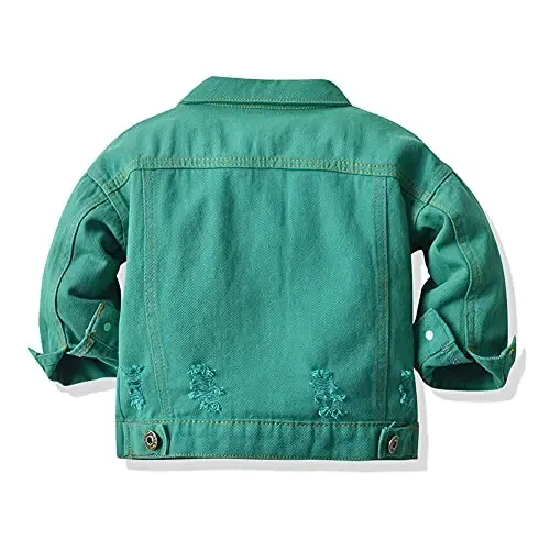 IDOPIP Toddler Kid Baby Boys Girls Denim Jacket Long Sleeve Button Down Jeans Coat Cowboy Overcoat Hoodie Casual Outwear - 2