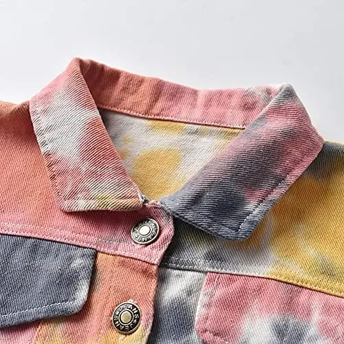 IDOPIP Toddler Kid Baby Boys Girls Denim Jacket Long Sleeve Button Down Jeans Coat Cowboy Overcoat Hoodie Casual Outwear - 3