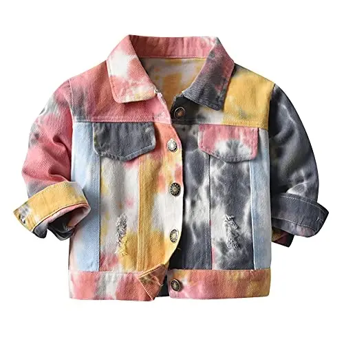 IDOPIP Toddler Kid Baby Boys Girls Denim Jacket Long Sleeve Button Down Jeans Coat Cowboy Overcoat Hoodie Casual Outwear - 1