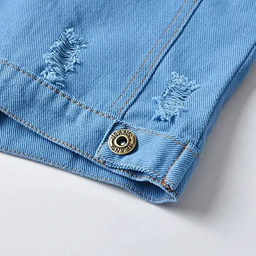 IDOPIP Toddler Kid Baby Boys Girls Denim Jacket Long Sleeve Button Down Jeans Coat Cowboy Overcoat Hoodie Casual Outwear - 5