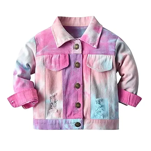 IDOPIP Toddler Kid Baby Boys Girls Denim Jacket Long Sleeve Button Down Jeans Coat Cowboy Overcoat Hoodie Casual Outwear 