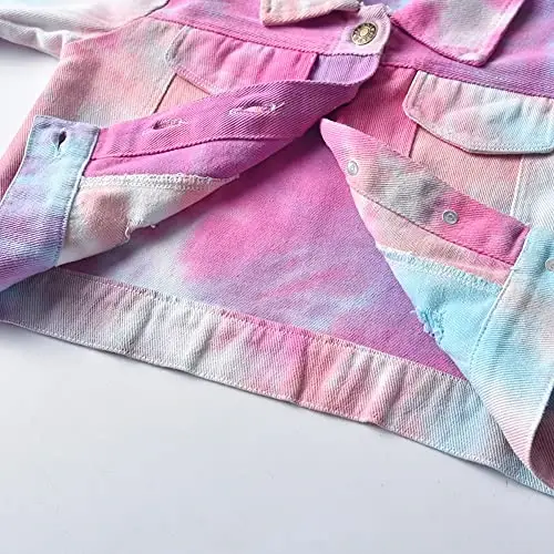 IDOPIP Toddler Kid Baby Boys Girls Denim Jacket Long Sleeve Button Down Jeans Coat Cowboy Overcoat Hoodie Casual Outwear - 5
