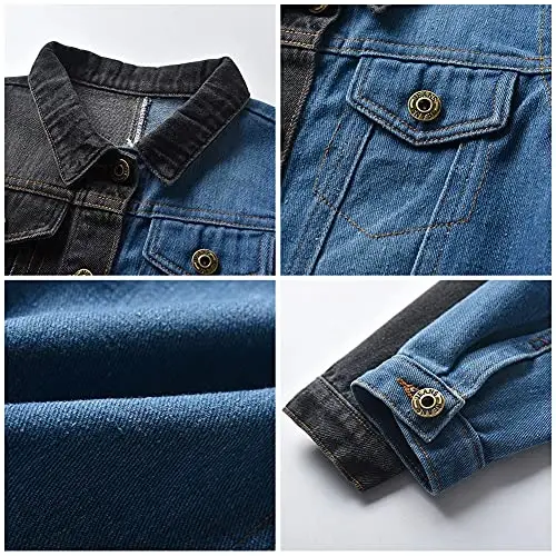 IDOPIP Toddler Kid Baby Boys Girls Denim Jacket Long Sleeve Button Down Jeans Coat Cowboy Overcoat Hoodie Casual Outwear - 6