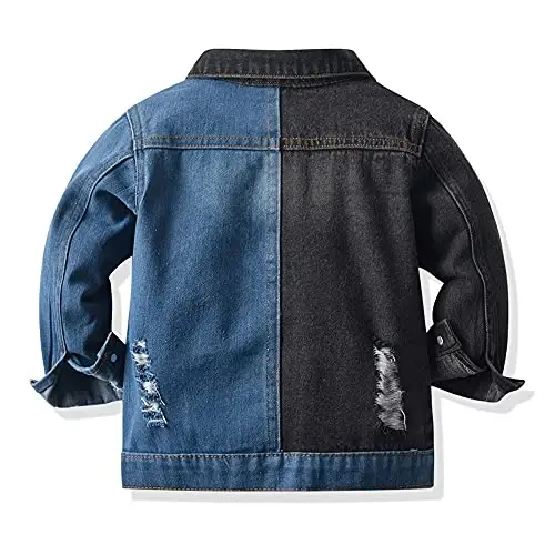 IDOPIP Toddler Kid Baby Boys Girls Denim Jacket Long Sleeve Button Down Jeans Coat Cowboy Overcoat Hoodie Casual Outwear - 2