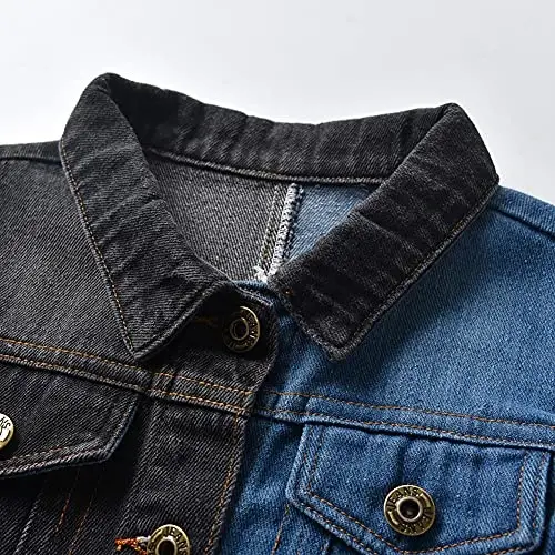 IDOPIP Toddler Kid Baby Boys Girls Denim Jacket Long Sleeve Button Down Jeans Coat Cowboy Overcoat Hoodie Casual Outwear - 3
