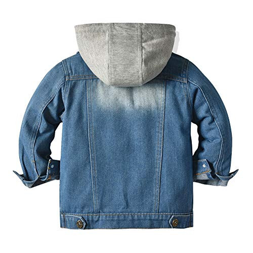 IDOPIP Toddler Kid Baby Boys Girls Denim Jacket Long Sleeve Button Down Jeans Coat Cowboy Overcoat Hoodie Casual Outwear - 2