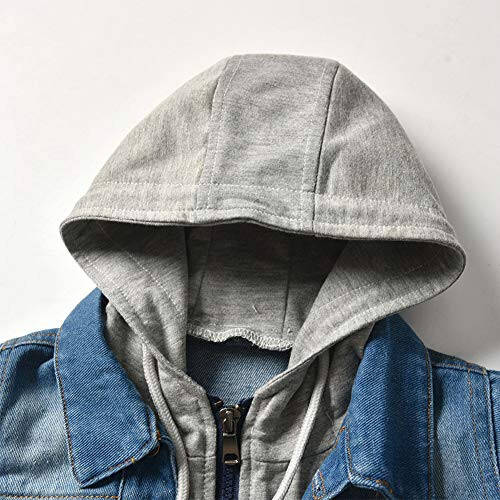 IDOPIP Toddler Kid Baby Boys Girls Denim Jacket Long Sleeve Button Down Jeans Coat Cowboy Overcoat Hoodie Casual Outwear - 3