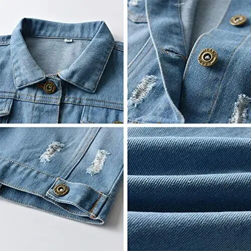 IDOPIP Toddler Kid Baby Boys Girls Denim Jacket Long Sleeve Button Down Jeans Coat Cowboy Overcoat Hoodie Casual Outwear - 3
