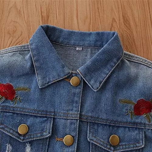 IDOPIP Toddler Kid Baby Boys Girls Denim Jacket Long Sleeve Button Down Jeans Coat Cowboy Overcoat Hoodie Casual Outwear - 3