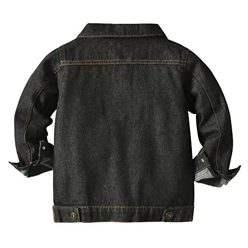 IDOPIP Toddler Kid Baby Boys Girls Denim Jacket Long Sleeve Button Down Jeans Coat Cowboy Overcoat Hoodie Casual Outwear - IDOPIP (1)