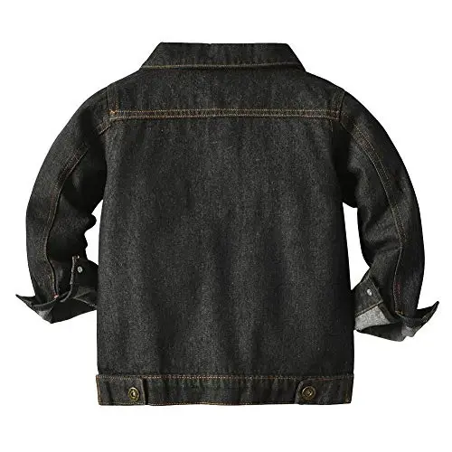 IDOPIP Toddler Kid Baby Boys Girls Denim Jacket Long Sleeve Button Down Jeans Coat Cowboy Overcoat Hoodie Casual Outwear - 2