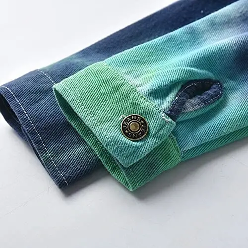 IDOPIP Toddler Kid Baby Boys Girls Denim Jacket Long Sleeve Button Down Jeans Coat Cowboy Overcoat Hoodie Casual Outwear - 6