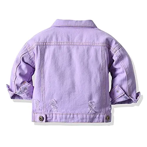 IDOPIP Toddler Kid Baby Boys Girls Denim Jacket Long Sleeve Button Down Jeans Coat Cowboy Overcoat Hoodie Casual Outwear - 2