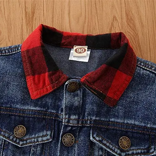 IDOPIP Toddler Kid Baby Boys Girls Denim Jacket Long Sleeve Button Down Jeans Coat Cowboy Overcoat Hoodie Casual Outwear - 3