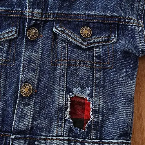 IDOPIP Toddler Kid Baby Boys Girls Denim Jacket Long Sleeve Button Down Jeans Coat Cowboy Overcoat Hoodie Casual Outwear - 4
