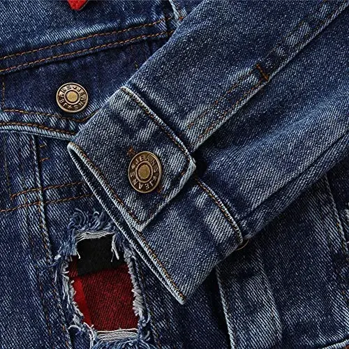 IDOPIP Toddler Kid Baby Boys Girls Denim Jacket Long Sleeve Button Down Jeans Coat Cowboy Overcoat Hoodie Casual Outwear - 5