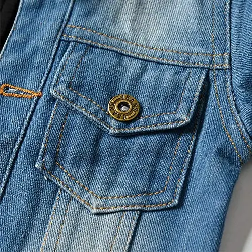IDOPIP Toddler Kid Baby Boys Girls Denim Jacket Long Sleeve Button Down Jeans Coat Cowboy Overcoat Hoodie Casual Outwear - 5