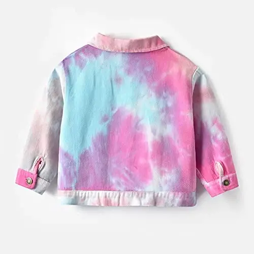 IDOPIP Toddler Kid Baby Boys Girls Denim Jacket Long Sleeve Button Down Jeans Coat Cowboy Overcoat Hoodie Casual Outwear - 2