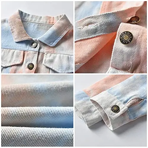 IDOPIP Toddler Kid Baby Boys Girls Denim Jacket Long Sleeve Button Down Jeans Coat Cowboy Overcoat Hoodie Casual Outwear - 6