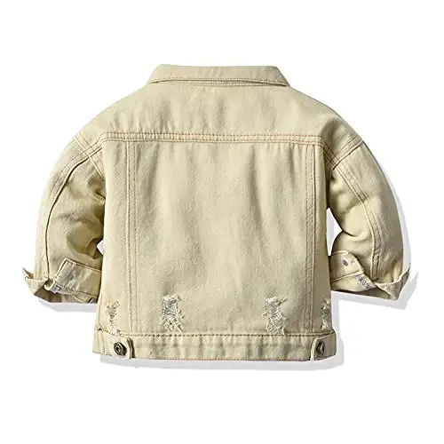 IDOPIP Toddler Kid Baby Boys Girls Denim Jacket Long Sleeve Button Down Jeans Coat Cowboy Overcoat Hoodie Casual Outwear - 2