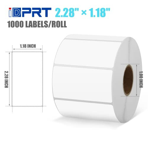 iDPRT Termal Etiket Yazıcısı SP310 1D 2D Barkod Tarayıcı 1358 ile 1000 Adet 2.28” × 1.18” Beyaz Termal Etiket (58mm×30mm), 1 Rulo - 4