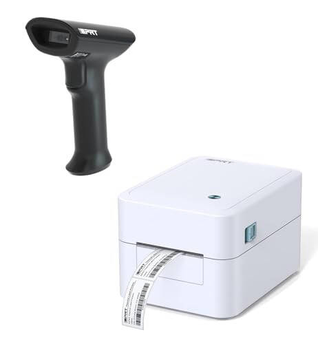 iDPRT Thermal Label Maker - SP320E Label Printer with Bluetooth Barcode Scanner 1D 2D Scanner - 1