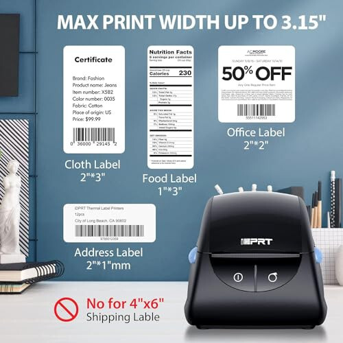 iDPRT Thermal Label Printer SP310 with 1D 2D Barcode Scanner 1358 with 1000Pcs 2.28” × 1.18” White Thermal Labels (58mm×30mm), 1 Roll - 5