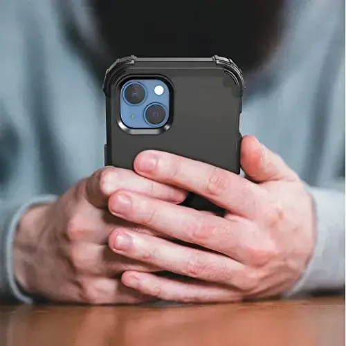 IDweel for iPhone 15 Plus Case with Screen Protector, 3 in 1 Shockproof Slim Fit Hybrid Heavy Duty Hard PC Cover Soft Silicone Bumper Full Body Case (Black) - 4