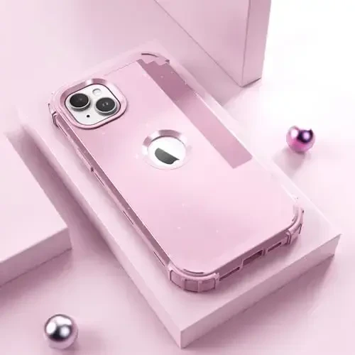 IDweel for iPhone 15 Plus Case with Screen Protector, 3 in 1 Shockproof Slim Fit Hybrid Heavy Duty Hard PC Cover Soft Silicone Bumper Full Body Case (Glitter Pink) - 2