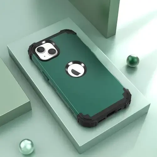 IDweel for iPhone 15 Plus Case with Screen Protector, 3 in 1 Shockproof Slim Fit Hybrid Heavy Duty Hard PC Cover Soft Silicone Bumper Full Body Case (Graphite Green/Black) - 2