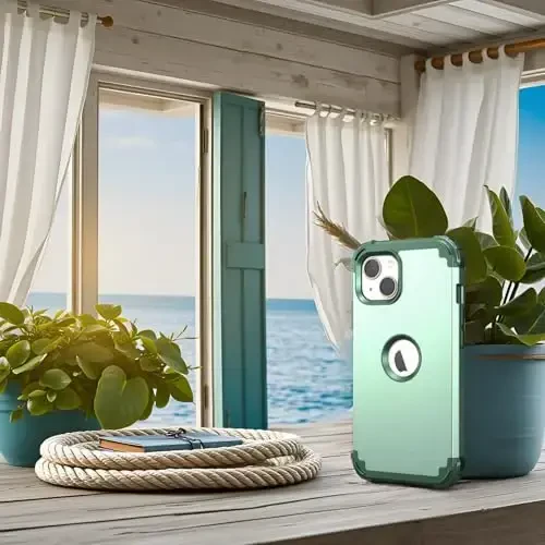 IDweel for iPhone 15 Plus Case with Screen Protector, 3 in 1 Shockproof Slim Fit Hybrid Heavy Duty Hard PC Cover Soft Silicone Bumper Full Body Case (Mint) - 3