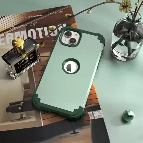 IDweel for iPhone 15 Plus Case with Screen Protector, 3 in 1 Shockproof Slim Fit Hybrid Heavy Duty Hard PC Cover Soft Silicone Bumper Full Body Case (Mint) - 4