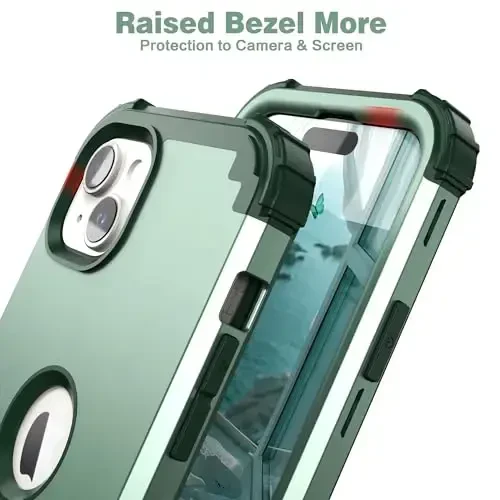 IDweel for iPhone 15 Plus Case with Screen Protector, 3 in 1 Shockproof Slim Fit Hybrid Heavy Duty Hard PC Cover Soft Silicone Bumper Full Body Case (Mint) - 7