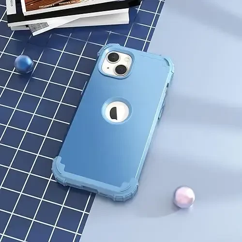 IDweel for iPhone 15 Plus Case with Screen Protector, 3 in 1 Shockproof Slim Fit Hybrid Heavy Duty Hard PC Cover Soft Silicone Bumper Full Body Case (Peace Blue) - 4