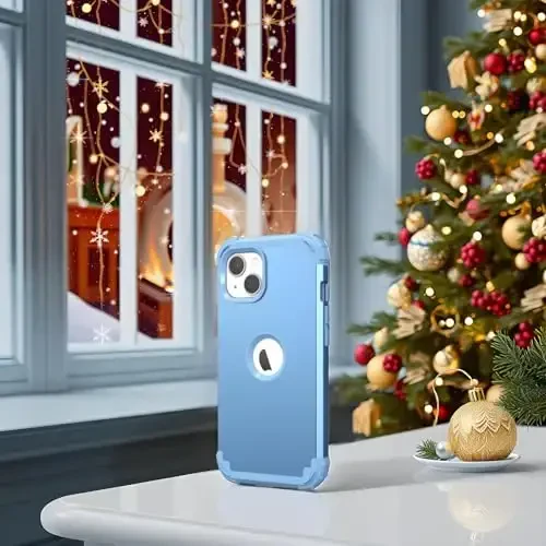 IDweel for iPhone 15 Plus Case with Screen Protector, 3 in 1 Shockproof Slim Fit Hybrid Heavy Duty Hard PC Cover Soft Silicone Bumper Full Body Case (Peace Blue) - 5