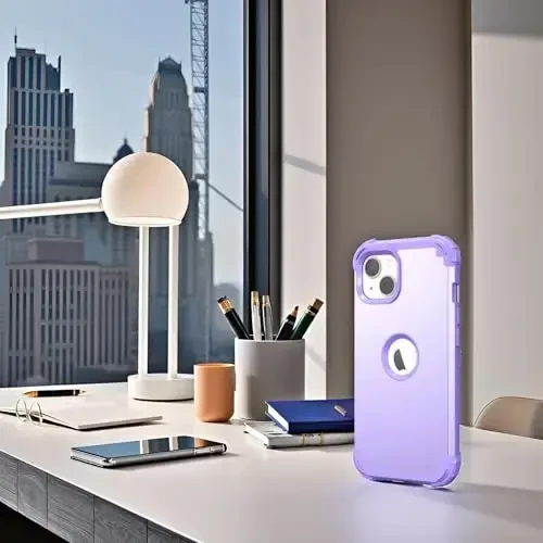 IDweel for iPhone 15 Plus Case with Screen Protector, 3 in 1 Shockproof Slim Fit Hybrid Heavy Duty Hard PC Cover Soft Silicone Bumper Full Body Case (Purple) - 3