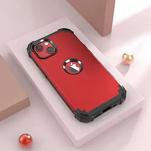 IDweel for iPhone 15 Plus Case with Screen Protector, 3 in 1 Shockproof Slim Fit Hybrid Heavy Duty Hard PC Cover Soft Silicone Bumper Full Body Case (Red) - 2