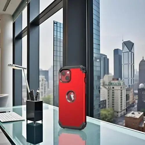 IDweel for iPhone 15 Plus Case with Screen Protector, 3 in 1 Shockproof Slim Fit Hybrid Heavy Duty Hard PC Cover Soft Silicone Bumper Full Body Case (Red) - 3