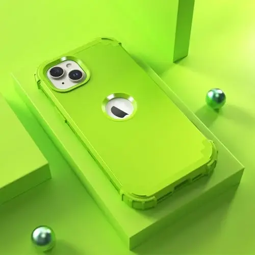 IDweel for iPhone 15 Plus Case with Screen Protector, Luxury 3 in 1 Shockproof Slim Fit Hybrid Heavy Duty Hard PC Cover Soft Silicone Bumper Full Body Anti-Fingerprint Case,Grass Green - 3