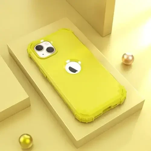 IDweel for iPhone 15 Plus Case with Screen Protector, Luxury 3 in 1 Shockproof Slim Fit Hybrid Heavy Duty Protection Glitter Hard PC Cover Soft Silicone Bumper Full Body Case, Yellow - 4